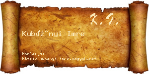 Kubányi Imre névjegykártya
